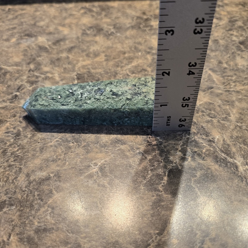 Moss Agate Crystal Tower 4.75" Polished Green Stone Point - Picture 6 of 6